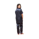 Plain Black Silk Nightdress For Women | Front Open Bridal Silk Nightwear | Loungwear For Girls